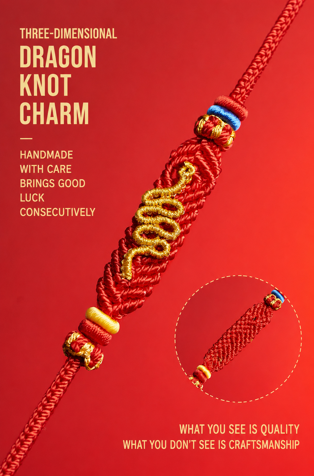 Golden Snake Lucky Red Cord