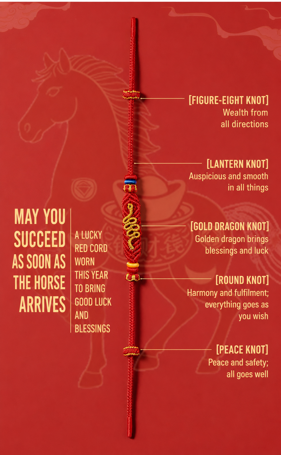 Golden Snake Lucky Red Cord
