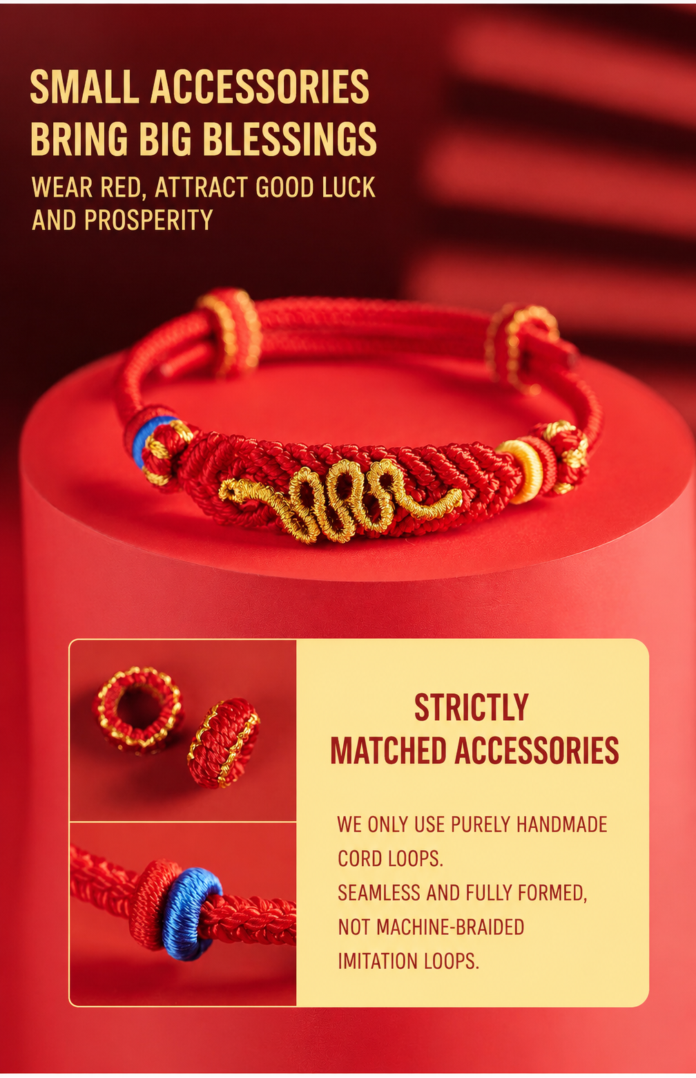 Golden Snake Lucky Red Cord