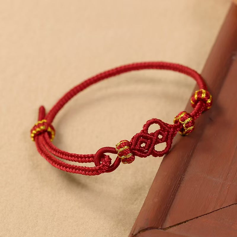 Handwoven Lucky Gourd Bracelet – Adjustable Red String Chinese Knot Bracelet, Symbol of Fortune & Prosperity