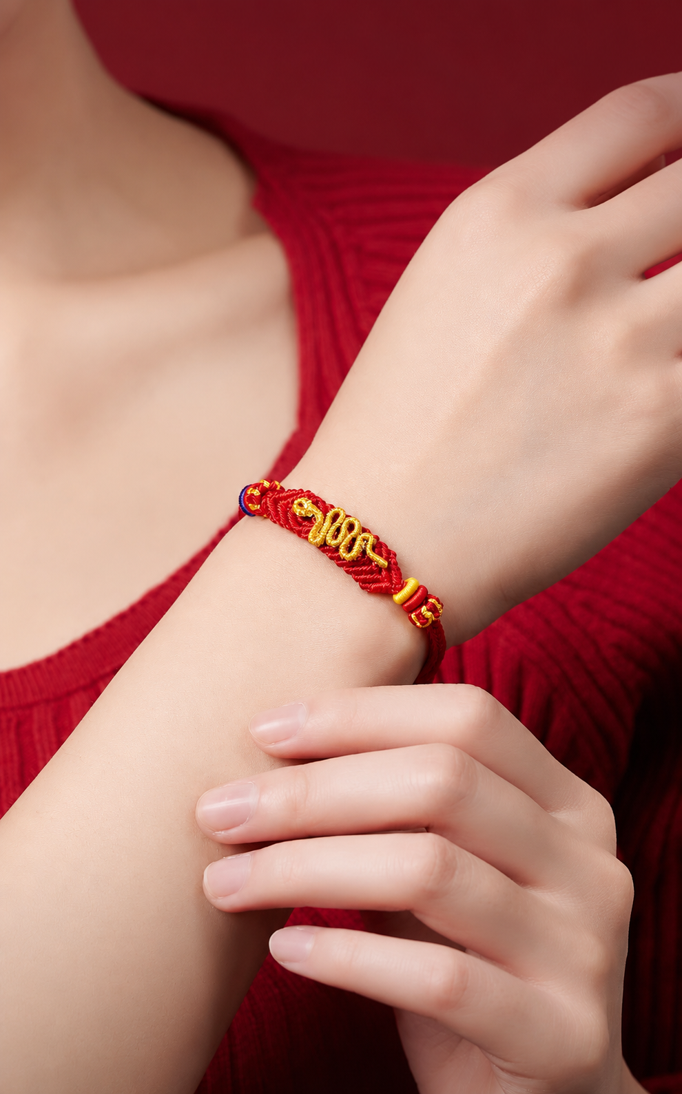 Golden Snake Lucky Red Cord